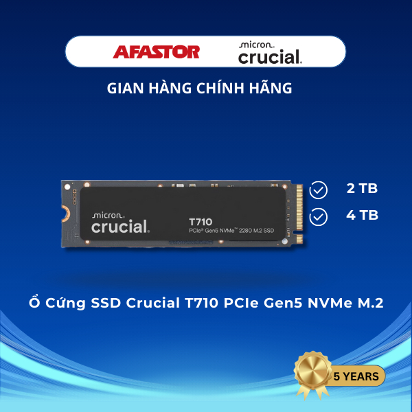 Ổ Cứng SSD Crucial T710 2TB PCIe Gen5 NVMe M.2 – Tốc Độ 14,900MB/s - CT2000T710SSD8