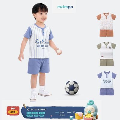 Đồ bộ cộc tay cho bé Mompa 6 tháng - 4 tuổi vải Sợi tre Bamboo mềm mịn thoáng mát 696