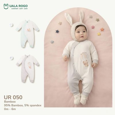Bodysuit cho bé sơ sinh Ualarogo bộ liền thân dài tay 0-6 tháng vải Sợi tre Bamboo mềm mại UR 050