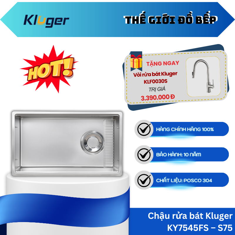Chậu Rửa Bát Kluger KY7545FS-S75 - Công Nghệ Chống Ồn - Thiết Kế Tinh Tế Hiện Đại  -TGB