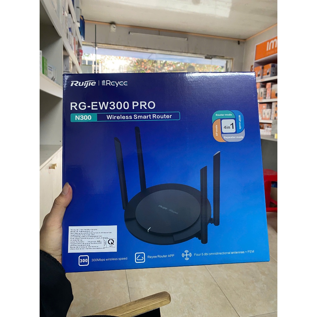 BỘ PHÁT WIFI 4 RÂU RUIJIE RG-EW300 PRO (TỐC ĐỘ 300MBPS, QUẢN LÝ QUA APP) - Hàng chính hãng