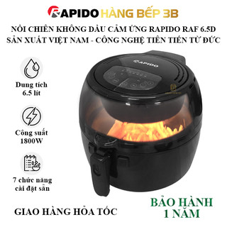 Nồi chiên không dầu rapido 6.5 lít raf 6.5d - sản xuất việt nam - bảo hành 1 năm chính hãng