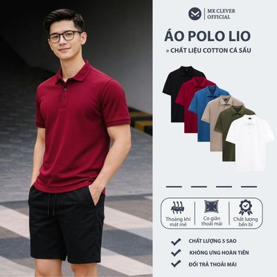 Áo polo nam MKCLEVER POLO LIO chất thoáng khí thoải mái vải cotton cá sấu trơn BASIC