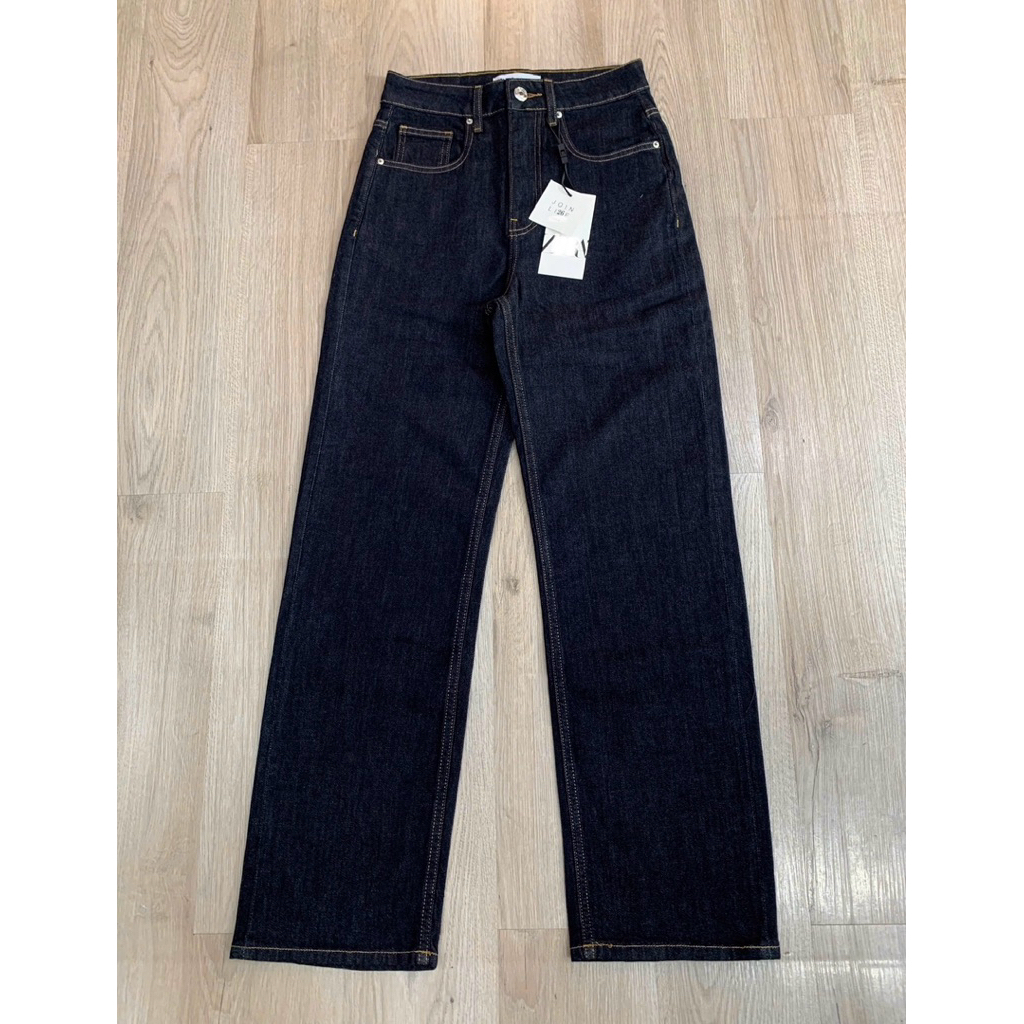 Quần suông đứng lưng cao denim navy chỉ bò ZR COBÉ | BigBuy360 - bigbuy360.vn