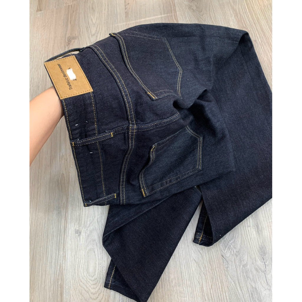 Quần suông đứng lưng cao denim navy chỉ bò ZR COBÉ | BigBuy360 - bigbuy360.vn