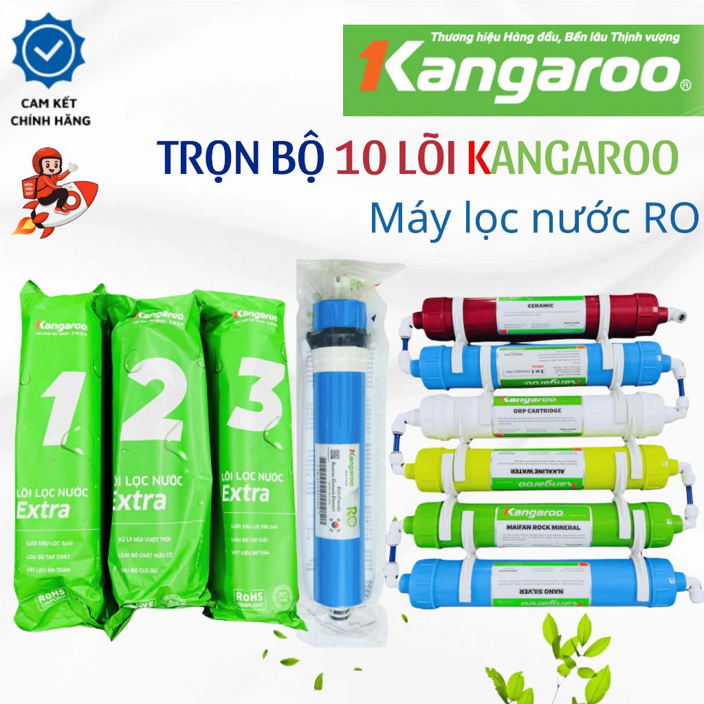 Trọn bộ 10 lõi lọc nước Kangaroo KG10A3 chính hãng - Dùng cho máy lọc nước Kangaroo KG10A3, KG10A18