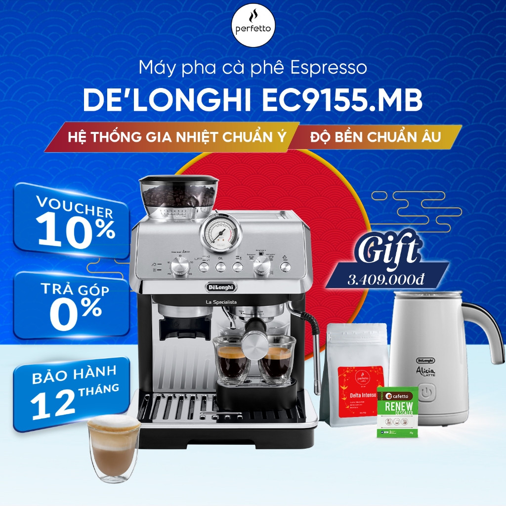 EC9155.R - Máy pha cà phê DeLonghi EC9155.R - Espresso chuyên nghiệp - Màu đỏ - Bảo hành 12 tháng