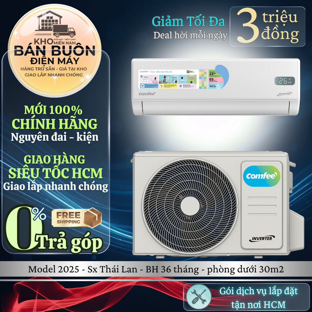 CFS-18VGPF-V Máy lạnh Comfee Inverter 2HP kết nối thông minh, tiết kiệm điện, model 2025 CFS-18VGPF