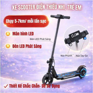Xe trượt điện Scooter màu xám cỡ lớn, có phanh tay, chân chống chịu tải đến 70kg cho thiếu niên và trẻ nhỏ, BH 12 THÁNG