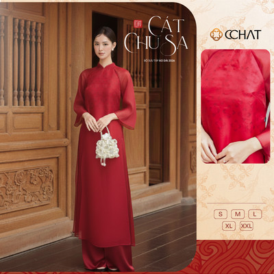 [TẶNG 01 QUẦN LỤA] Áo Dài Nữ 𝐂𝐂𝐇𝐀𝐓 Dáng Suông Cát Chu Sa Cắt Laze Chất Liệu Tafta Cao Cấp 25NDV8004ST