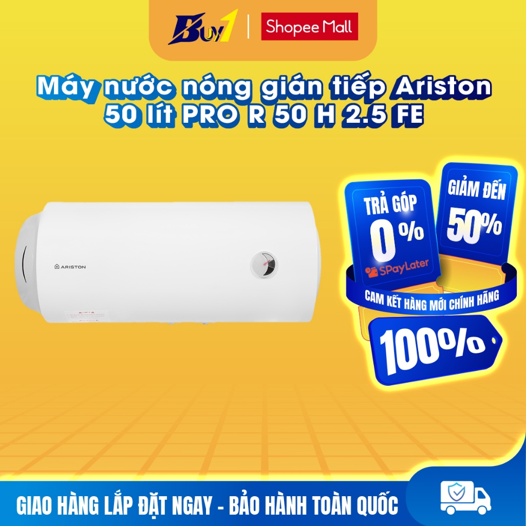 PRO R 50 H 2.5 FE - Máy nước nóng gián tiếp Ariston 50 lít PRO R 50 H 2.5 FE - Hàng chính hãng