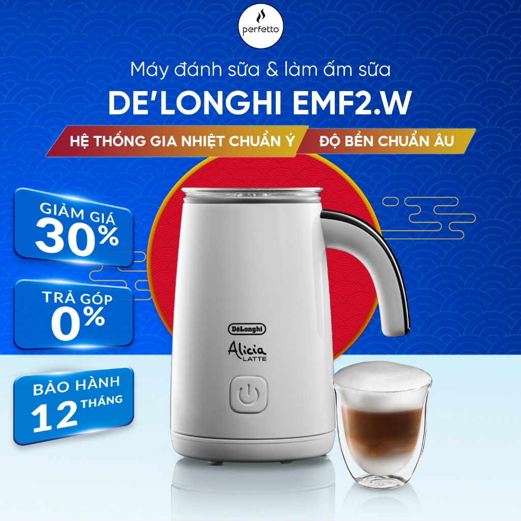 Máy tạo bọt sữa DeLonghi EMF2.W / EMF2.BK - Cho Latte & Cappuccino - Bảo hành 12 tháng