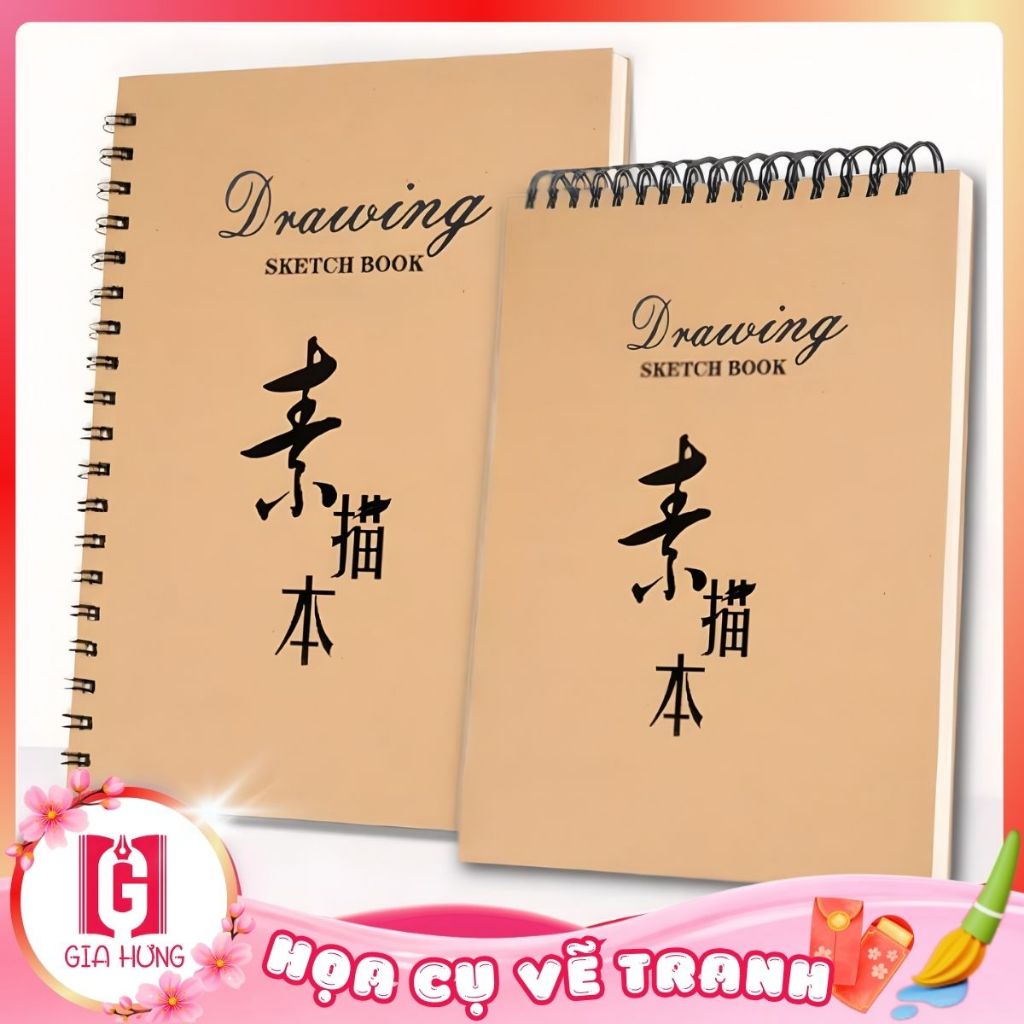 Sổ Tay Vẽ Chì Phác Thảo Drawing Sketchbook A4 Gáy Lò Xo Dùng Cho Mỹ Thuật Phác Họa