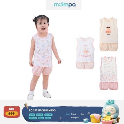 Đồ bộ cho bé Mompa ba lỗ sát nách 6 tháng - 4 tuổi vải Sợi tre Bamboo mềm mại co giãn thoáng khí 699