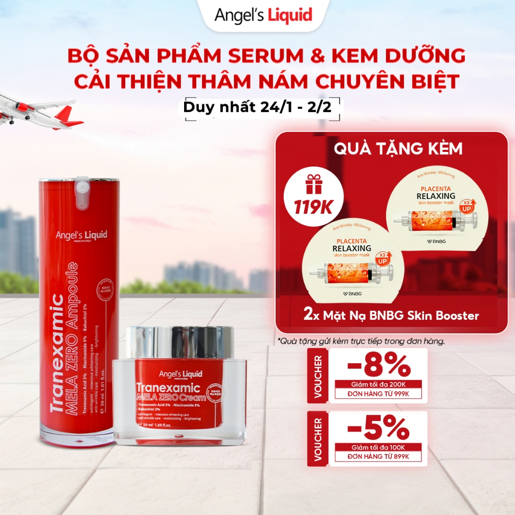 [Angel's Liquid] Bộ Sản Phẩm Serum & Kem Dưỡng Cải Thiện Thâm Nám Angel's Liquid Tranexamic Acid Mel