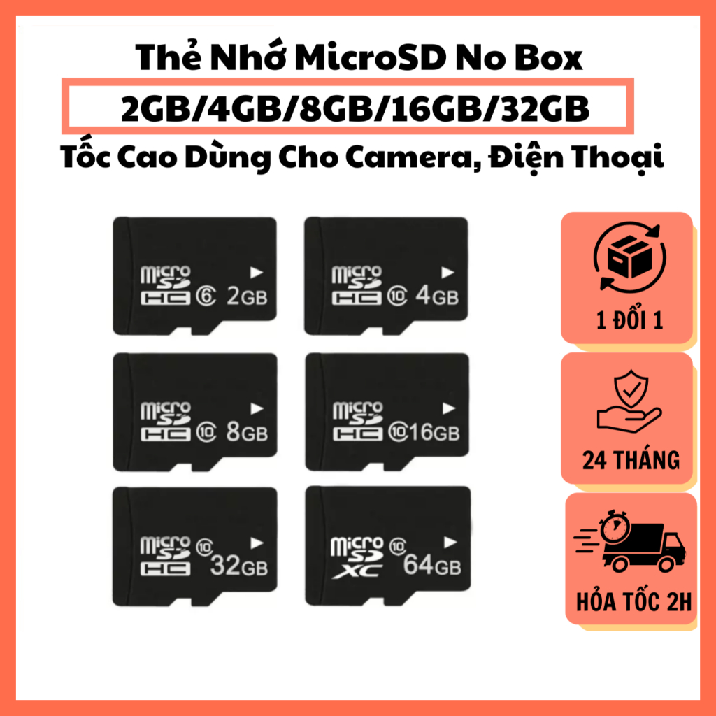 Thẻ Nhớ MicroSD No Name 2GB/4GB/8GB/16GB/32GB/64GB/128GB/256GB – Tốc Cao Dùng Cho Camera, Điện Thoại