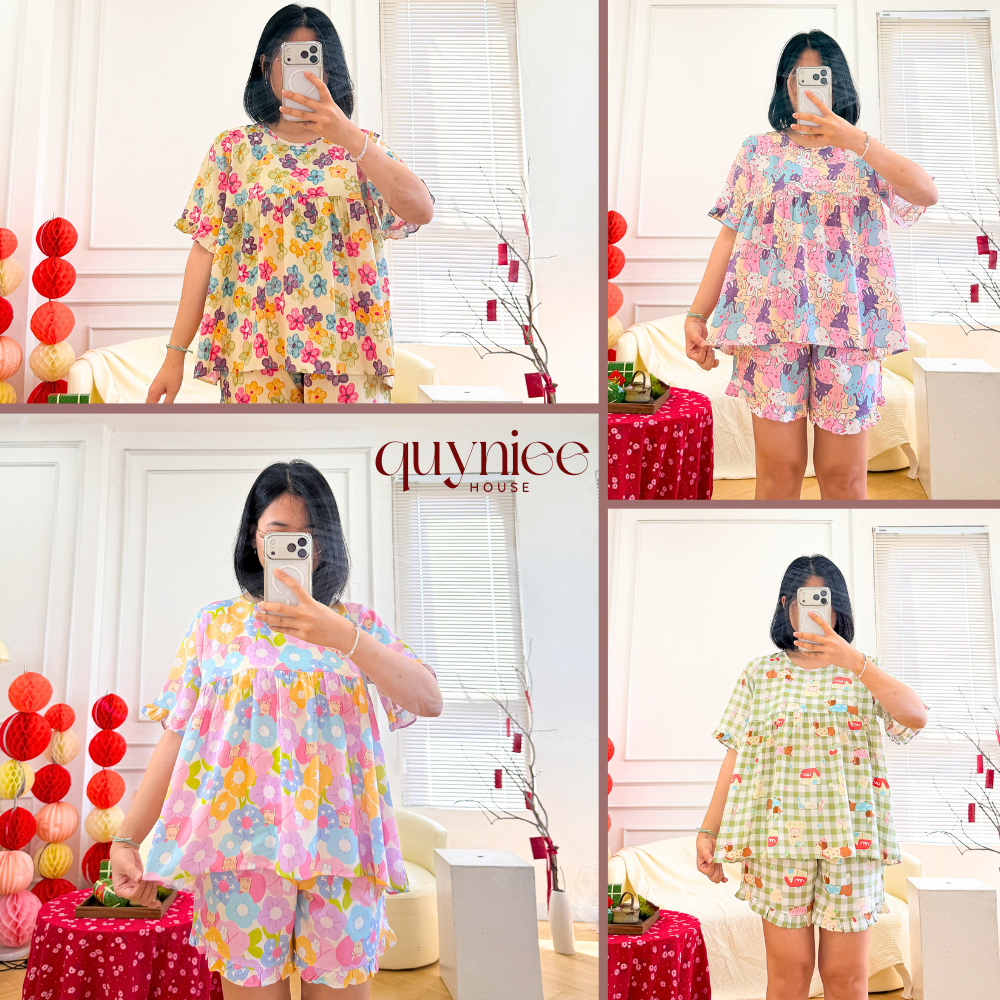 [FORM BABYDOLL XÒE] Đồ Bộ Tole Lanh, Bộ Quần Đùi Áo Babydoll Tay Ngắn 45-70kg, Tole Loại 1 Mịn Mát