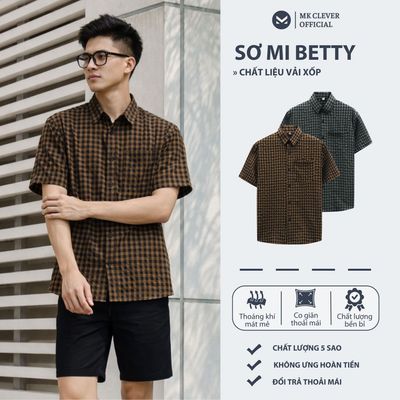 Áo Sơ Mi nam Betty MKCLEVER Chất vải xốp mềm mịn, thoáng mát, thấm hút, chống nhăn, form rộng mặc hằng ngày