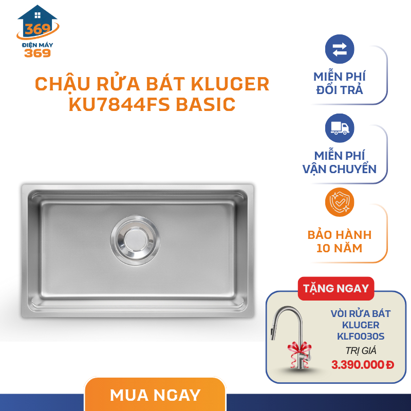 Chậu Rửa Bát KU7844FS Basic - Chống Ngưng Tụ Hơi Nước - Công Nghệ Chống Ồn - SMC