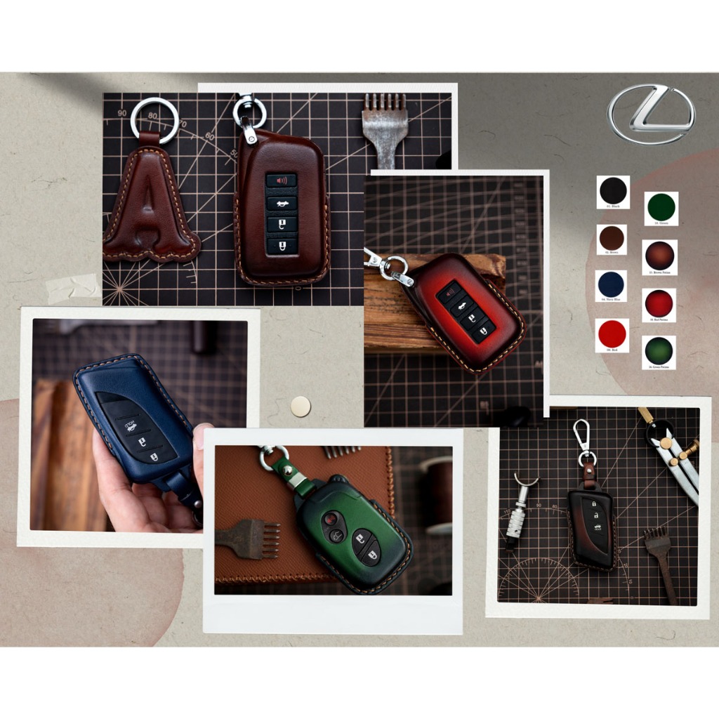 Bao Da Chìa Khóa Mino Crafts Dùng Cho Lexus RX600 LX350 LX570 Da Bò Khâu Tay Khắc Tên Miễn Phí
