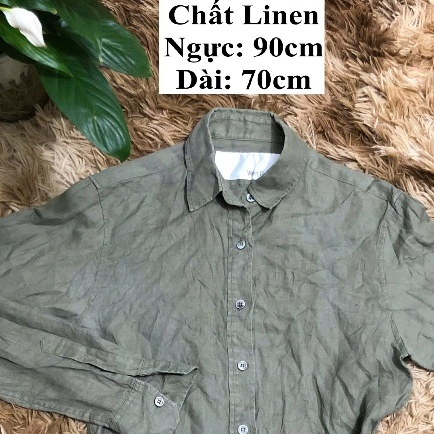Áo linen dày, áo sơ mi linen, áo sơ mi màu rêu, áo thanh lý