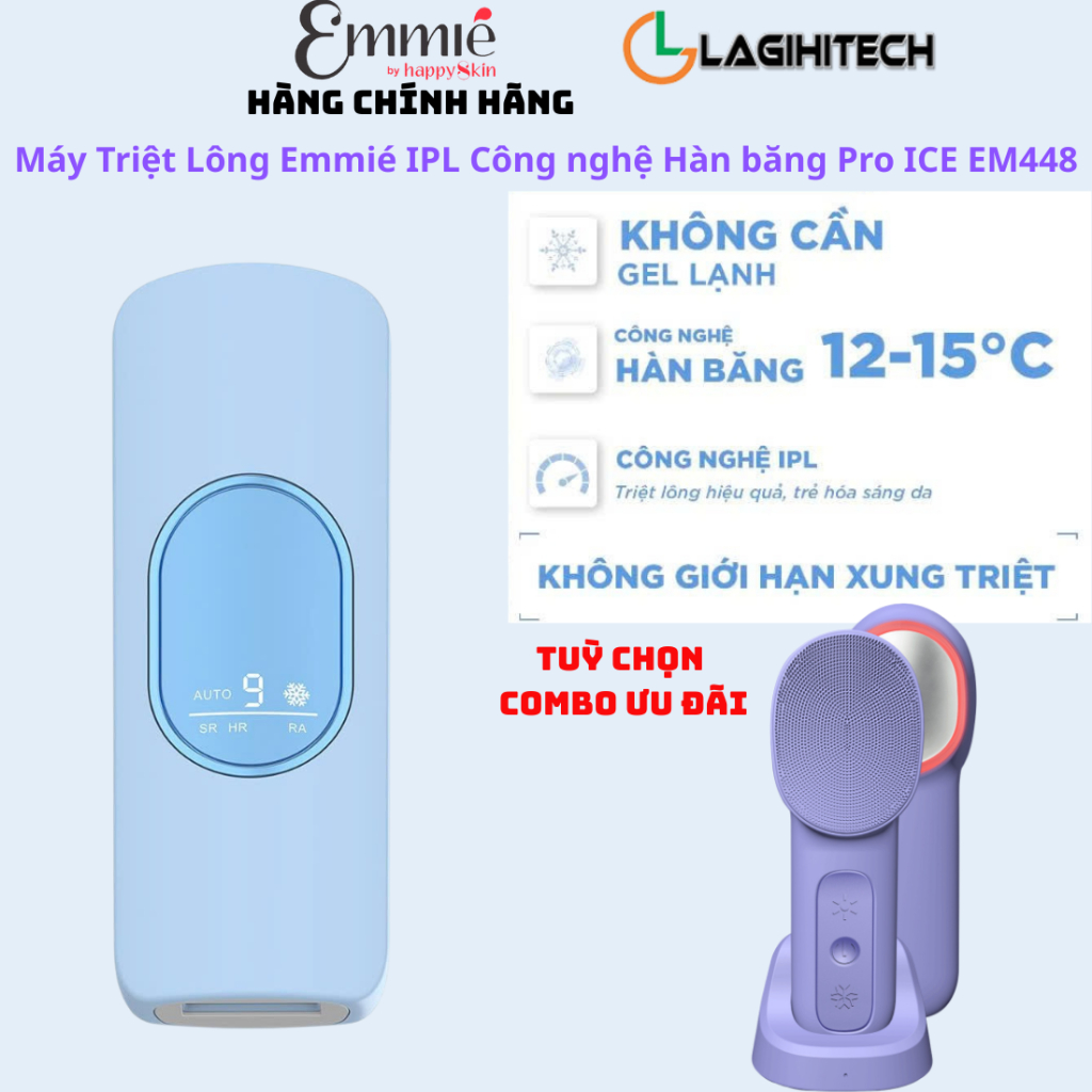 Máy Triệt Lông Emmié IPL Công nghệ Hàn băng Pro ICE EM448- Chính Hãng - BH 12 tháng
