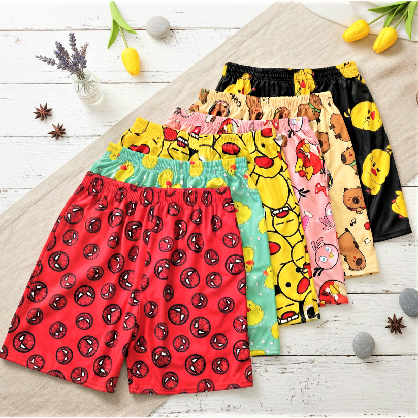 Quần Short Lửng, Quần Đùi Hoạt Hình Chất Thun Lạnh Dài Đến Gối, Có Túi, Mặc Nhà, Đi Chơi Nhóm Teambuiding Có Bigsize