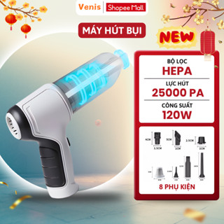 Máy Hút Bụi Cầm Tay Đa Năng 120W, Bộ Lọc HEPA, Hút Mạnh 25000PA Cho Ô Tô & Nhà Cửa