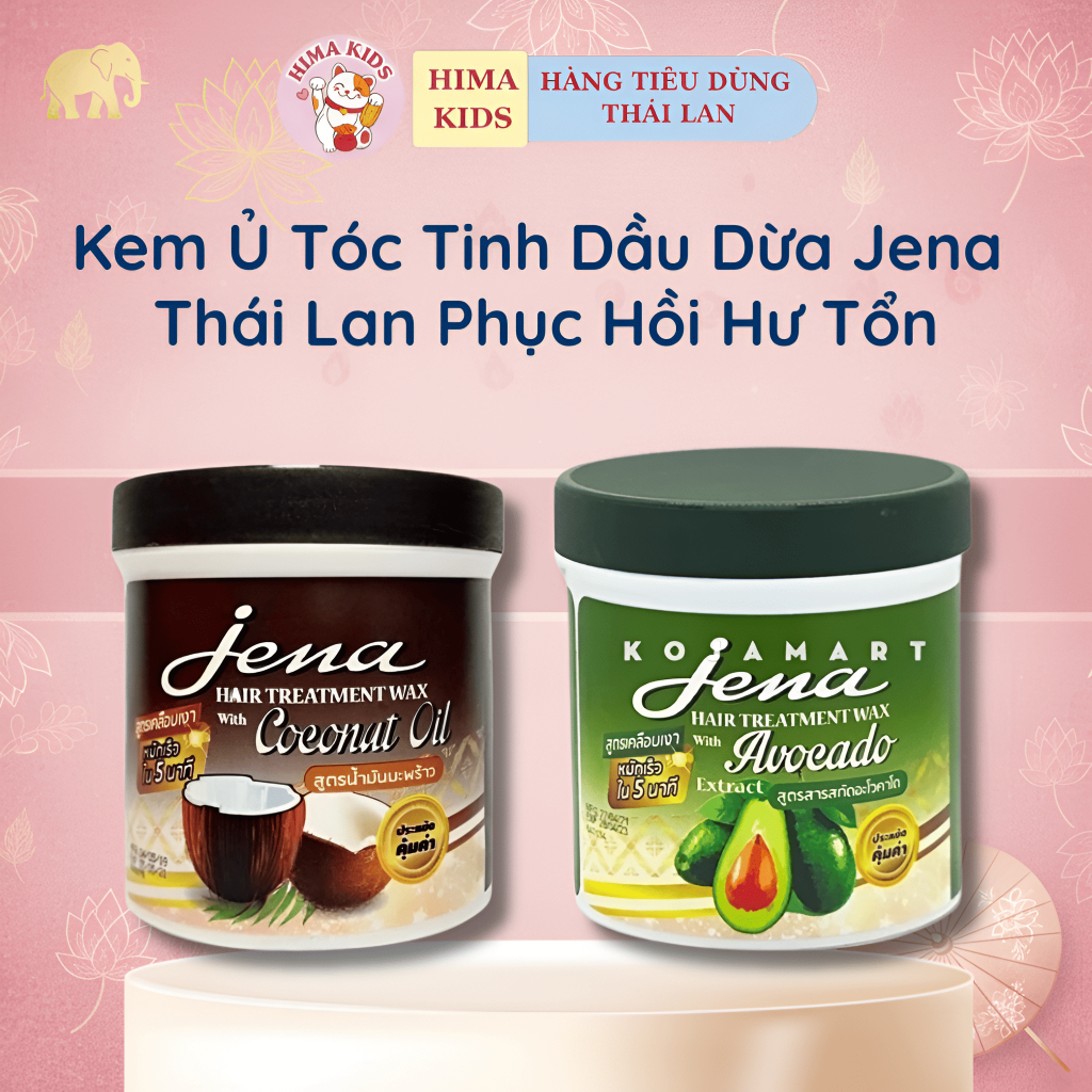 Kem ủ tóc tinh dầu Dừa Jena Thái Lan, kem ủ tóc phục hồi hư tổn dầu dừa ủ tóc mềm mượt dưỡng tóc nữ
