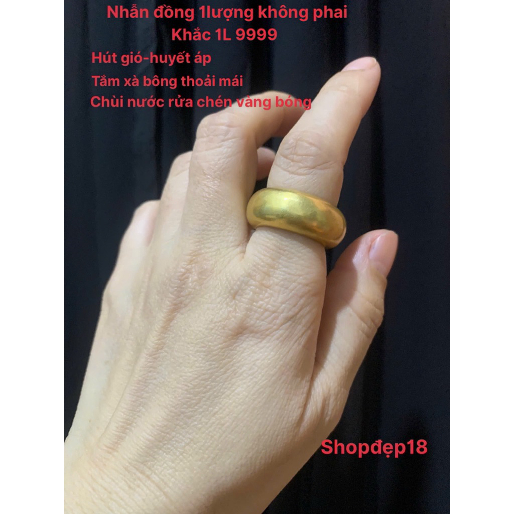 nhẫn 1lượng 9999 bằng đồng vàng hút gió mồ hôi không phai