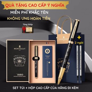 Quà Tặng Bút ký KHẮC TÊN Miễn Phí cao cấp MONTAGUT có tặng Túi và  Hộp THIỆP thầy cô giáo, sếp B197