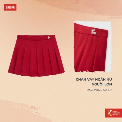Chân váy ngắn CANIFA xếp ly nữ người lớn Mã mây 6KS25W025