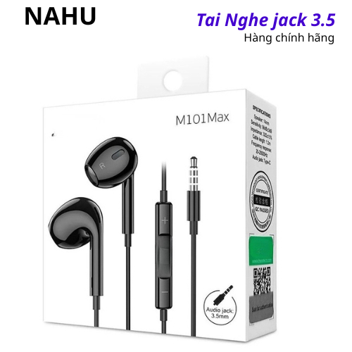 Tai nghe có dây M101 Max chân cắm jack 3.5mm nhét tai gaming giá rẻ dùng gọi điện nghe nhạc chơi gam