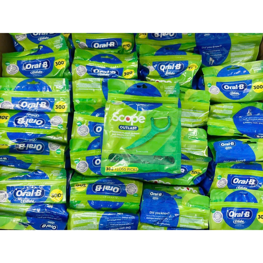 Tăm Chỉ Nha Khoa Oral-B Glide Scope Outlast Hàng Mỹ Gói 300 Cái, Tăm Chỉ Nha Khoa Bạc Hà Gói 225 Cái