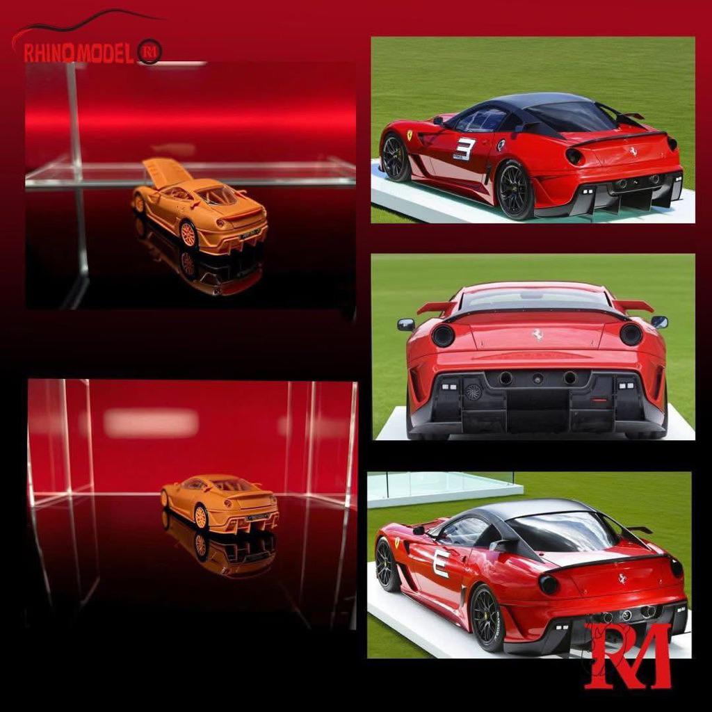 mohinhxeps-1/64_ Rhino Model Diecast Model Ferrari 599XX (Open the hood) Red - Limited 999pcs