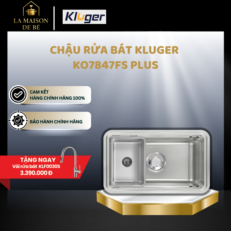 Chậu Rửa Bát Kluger KO7847FS Plus – Thiết Kế 2 Hố 1 Bàn – Tiện Lợi Cho Gia Đình - Nhà Bếp – LMS