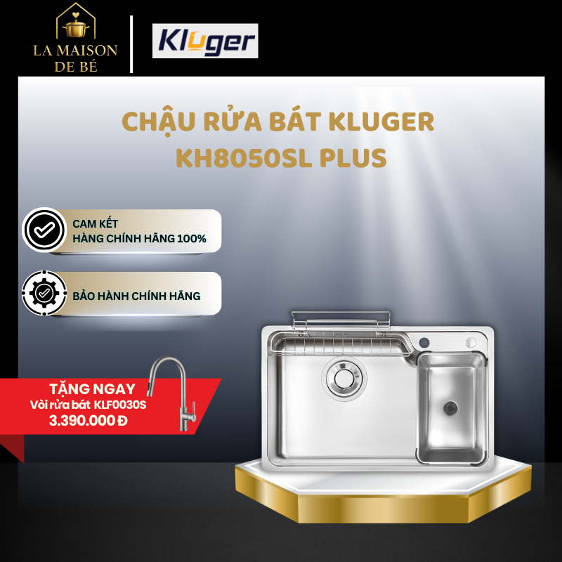 Chậu Rửa Chén Kluger KH8050SL Plus – Chất Liệu Posco 304 – Bề Mặt Super Linen Thế Hệ Mới – LMS