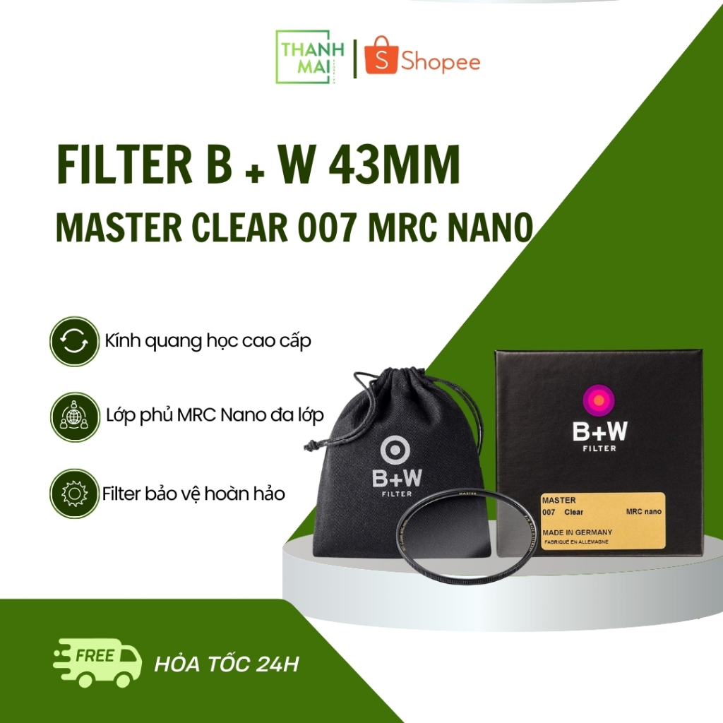 Filter B+W 43mm Master Clear 007 MRC Nano | New Chính hãng