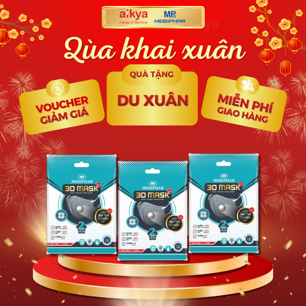 Khẩu trang y tế MEBIPHAR 3D MASK PRO chống tia UV thiết kế thông minh - Túi 1 cái - Màu trắng