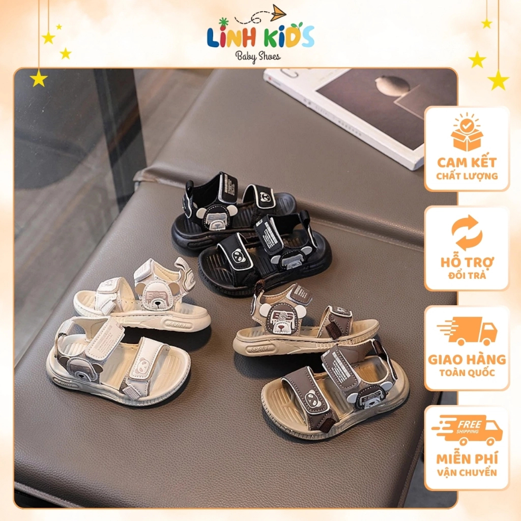 Dép Sandal Bé Trai Sz 22-26 LinhKids Giày Dép Trẻ Em Dép Quai Hậu Hoạ Tiết Gấu Sport Siêu Nhẹ Đế Êm
