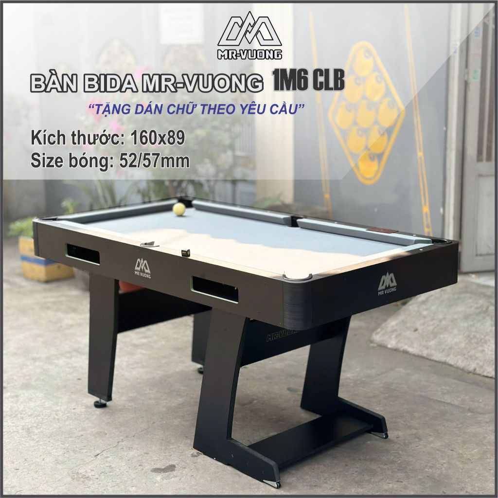 Bàn Bida Mini Mr-VUONG 1M6 Bóng Câu Lạc Bộ 57mm, Size 160x89 Bản Nâng Cấp 2026