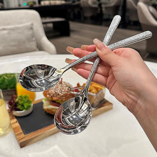 Thìa inox MUỖNG CÁN SẦN (M49) cán dài chống gỉ sáng bóng, muỗng súp đầu tròn thiết kế sang trọng hiện đại