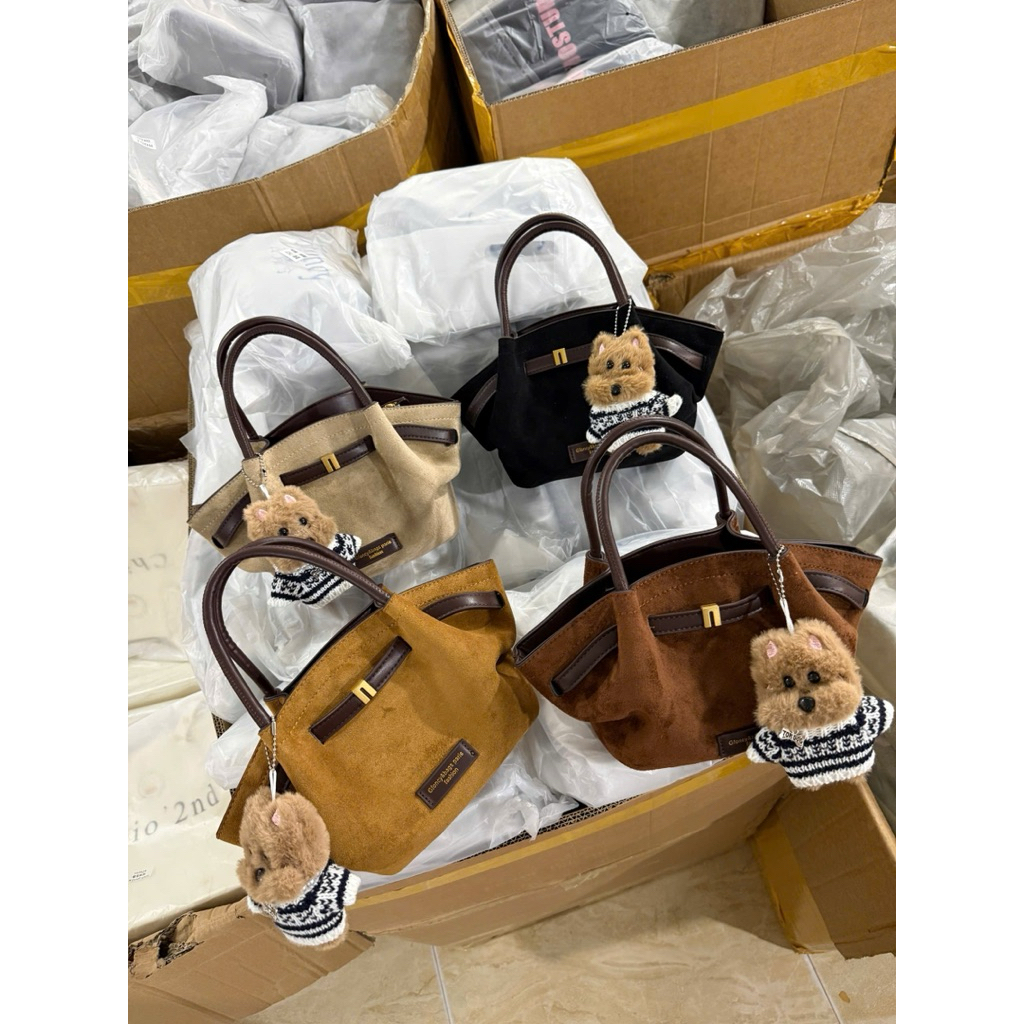 Túi Nhúm Nỉ Lộn NỘI ĐỊA Size 25cm cực sang Chảnh Tặnng Charm Gấu