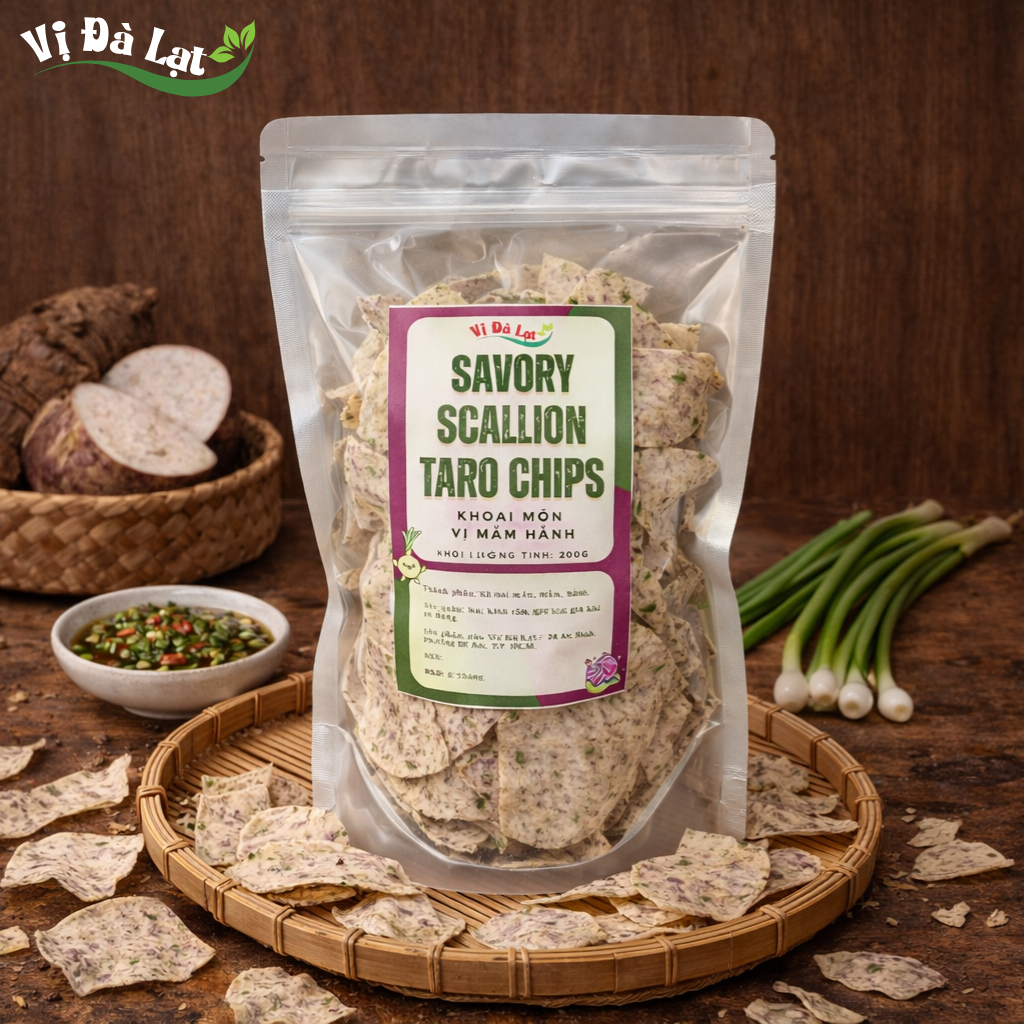 Khoai Môn Vị Mắm Hành Cao Cấp - Snack Healthy, Snack Khoai Môn, Ăn Vặt Healthy - Vị Đà Lạt