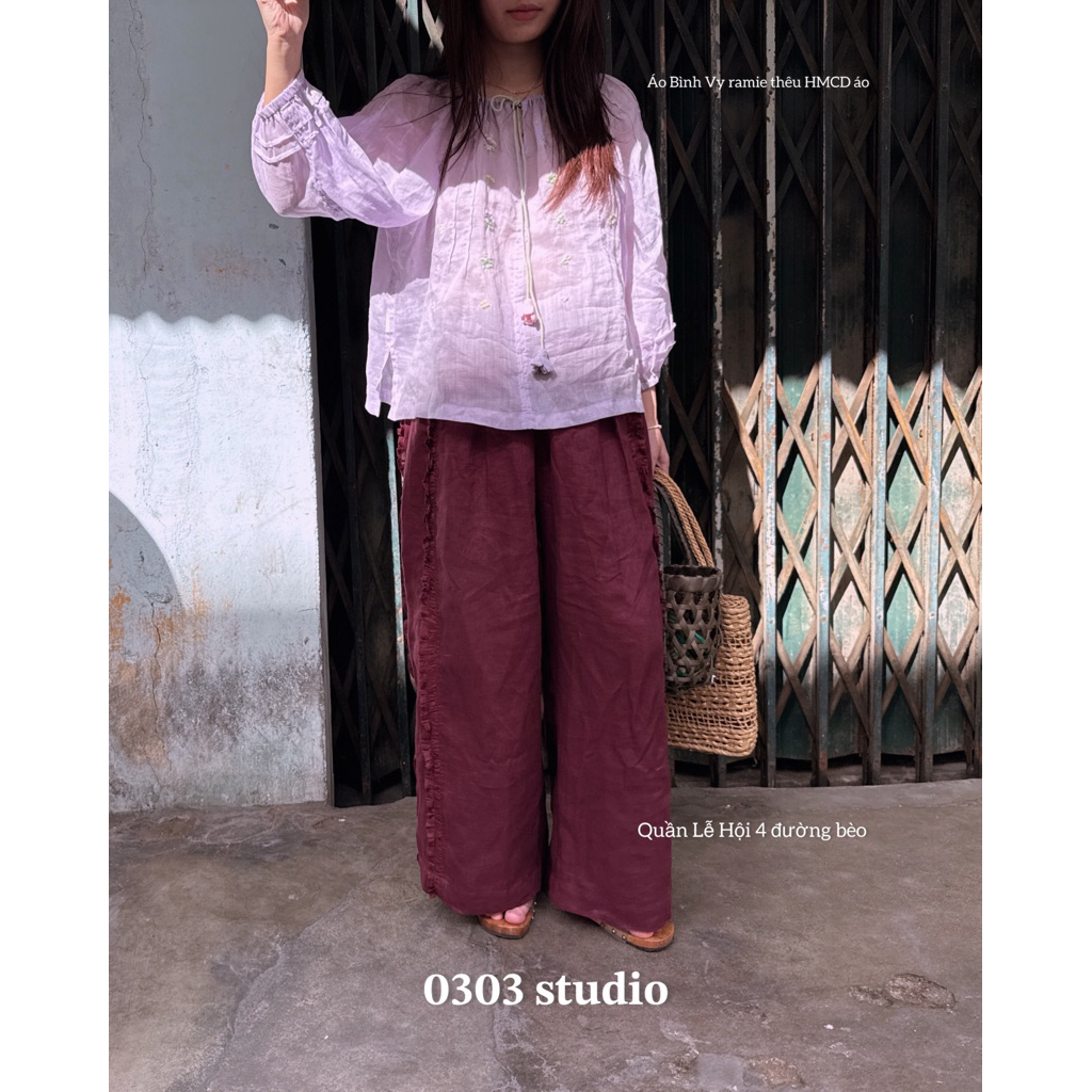 | 0303 studio | quần linen bèo nhúng - dòng Lễ Hội