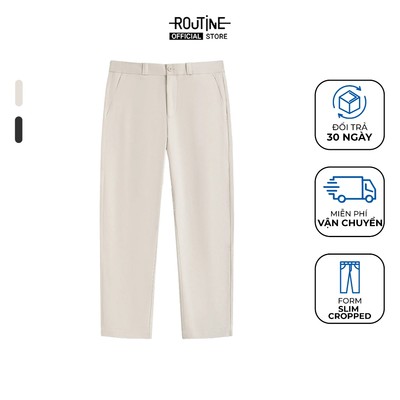Quần Kaki Nam Cotton Trơn Form Slim Cropped - Routine 10F24PCA005