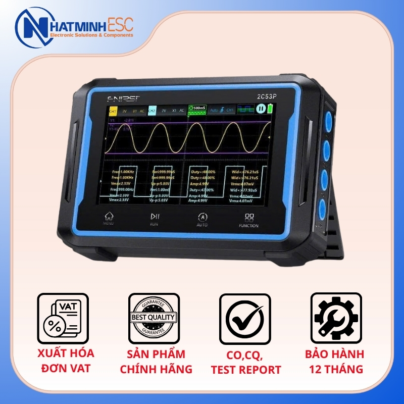 Máy hiện sóng đa năng cảm ứng FNIRSI 2C53P (hiện sóng, phát xung, đồng hồ vạn năng)