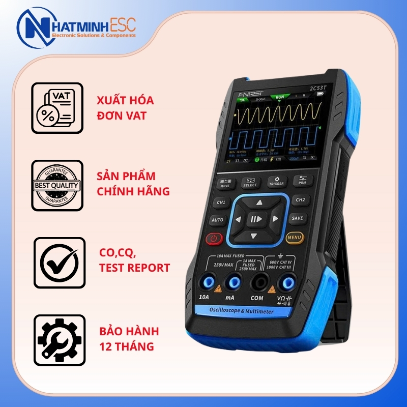 Máy hiện sóng đa năng FNIRSI 2C53T 3-in-1 50Mhz (hiện sóng, phát xung, đồng hồ vạn năng)