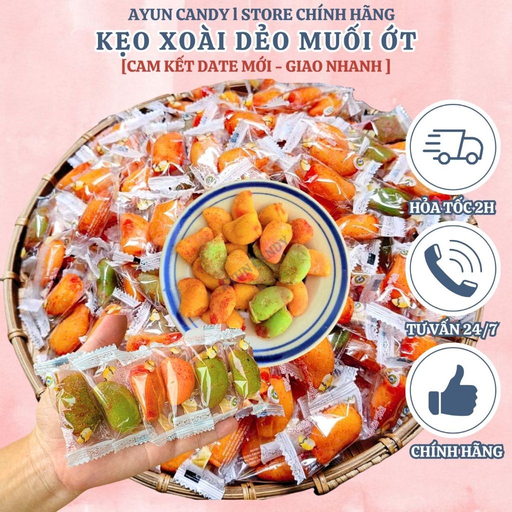 [MUA 1KG TẶNG 200G] KẸO DẺO XOÀI MUỐI ỚT - KẸO XOÀI MUỐI ỚT - KẸO XOÀI DẺO