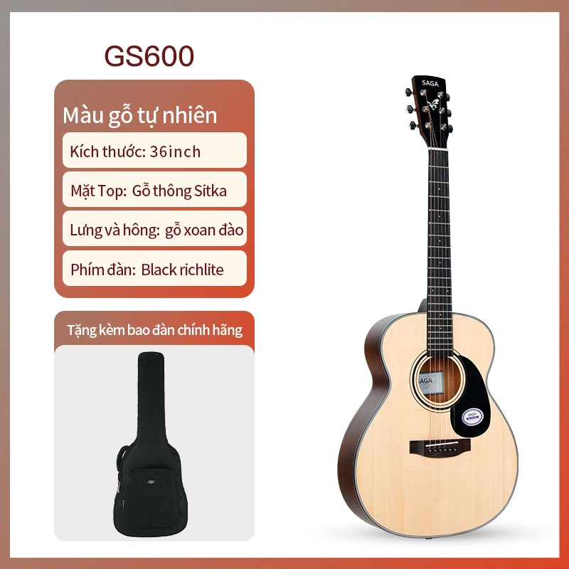 Đàn Guitar Acoustic SAGA GS600 - Classic, Chất Lượng Cao, Phù Hợp Cho Người Mới